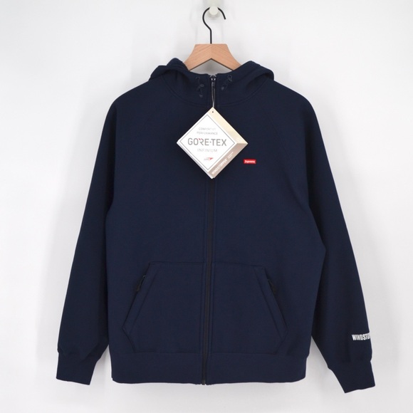 Supreme Other - NEW Supreme Windstopper  Zip Up Hooded Jacket Waterproof Navy Blue M
